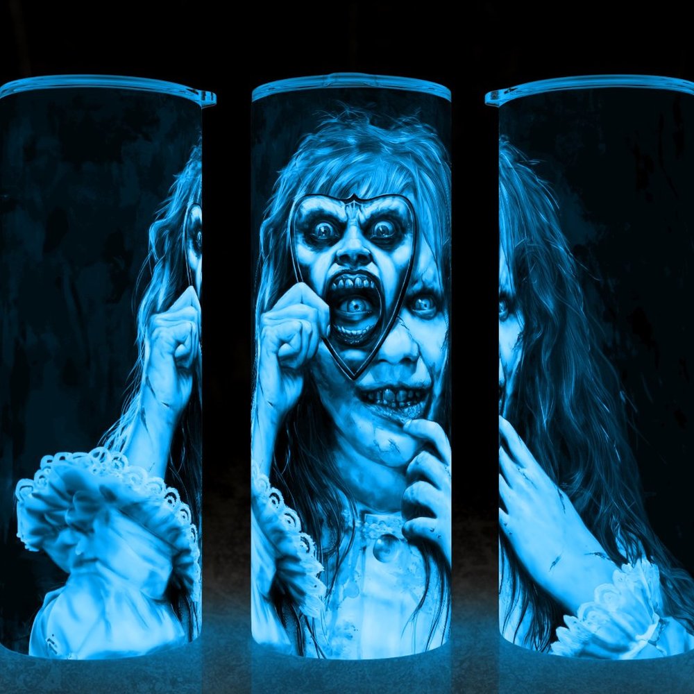 Glow in the Dark Exorcist Scary Movie Linda Blair Horror Tumbler 20oz